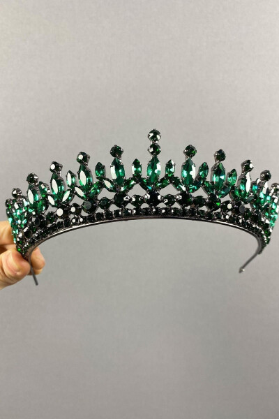 Pedro Model Elegant Bridal Crown Henna Crown Green Bridal Crown - 3