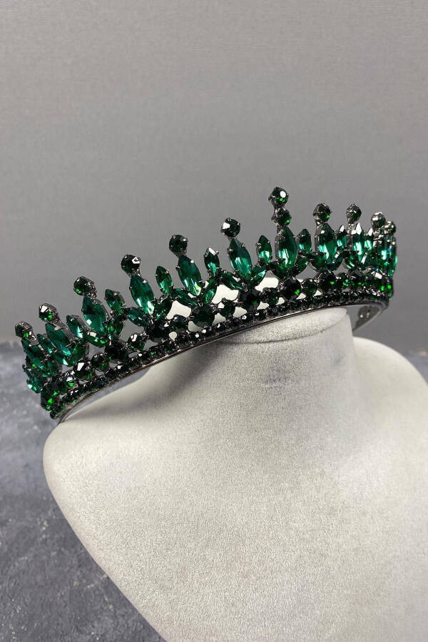 Pedro Model Elegant Bridal Crown Henna Crown Green Bridal Crown - 4