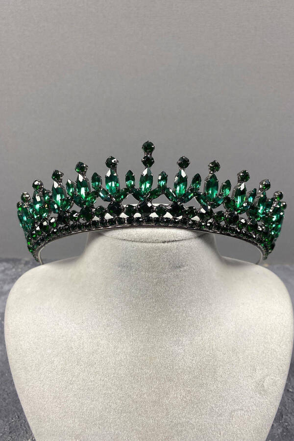 Pedro Model Elegant Bridal Crown Henna Crown Green Bridal Crown - 5