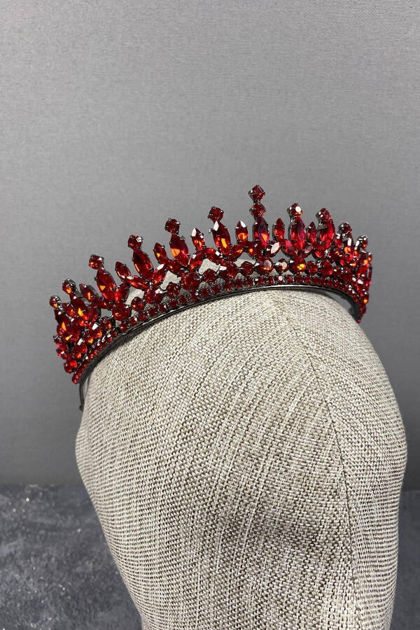 Pedro Model Elegant Bridal Crown Henna Crown Red Bridal Crown - 4