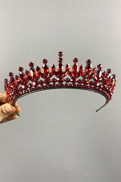 Pedro Model Elegant Bridal Crown Henna Crown Red Bridal Crown - 3