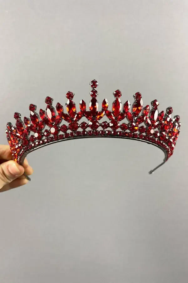 Pedro Model Elegant Bridal Crown Henna Crown Red Bridal Crown - 3