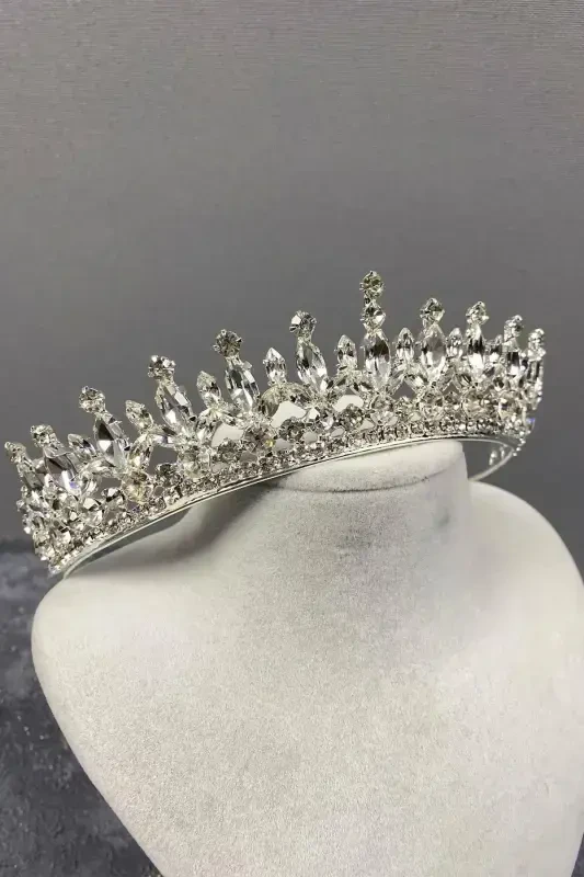 Pedro Model Изящная Свадебная Тиара, Тиара для Хны, Серебряная Свадебная Тиара - Серебро - 3
