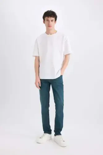 Pedro Slim Fit Dar Kalıp Normal Bel Dar Paça Jean Pantolon-Koyu Yeşil - 3