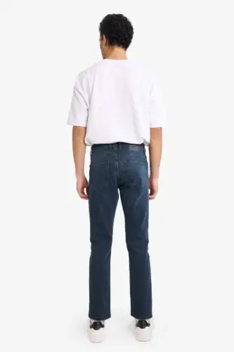 Pedro Slim Fit Dar Kalıp Normal Bel Dar Paça Jean Pantolon-Mavi Siyah - 6