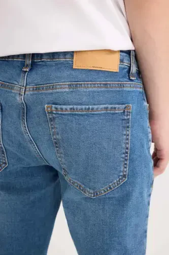 Pedro Slim Fit Dar Kalıp Normal Bel Dar Paça Jean Pantolon-Mint Mavi - 6