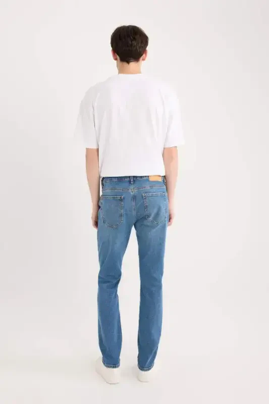 Pedro Slim Fit Dar Kalıp Normal Bel Dar Paça Jean Pantolon-Mint Mavi - 7