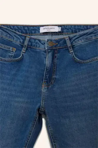 Pedro Slim Fit Dar Kalıp Normal Bel Dar Paça Jean Pantolon-Mint Mavi - DEFACTO (1)