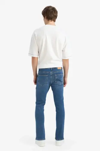 Pedro Slim Fit Dar Kalıp Normal Bel Dar Paça Jean Pantolon-Mavi - 5