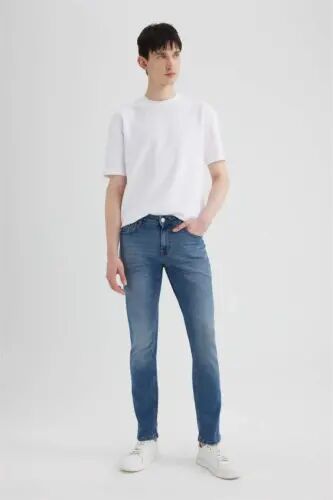 Pedro Slim Fit Dar Kalıp Normal Bel Dar Paça Jean Pantolon Mint Mavi - 9