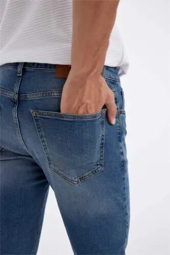 Pedro Slim Fit Dar Kalıp Normal Bel Dar Paça Jean Pantolon Mint Mavi - 7