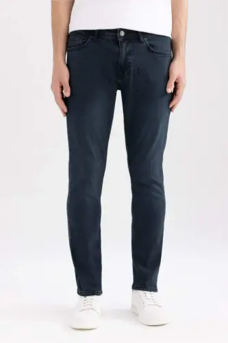 Pedro Slim Fit Narrow Cut Regular Waist Tapered Leg Jeans Blue Black - 1