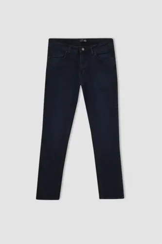 Pedro Slim Fit Narrow Cut Regular Waist Tapered Leg Jeans Blue Black - 9