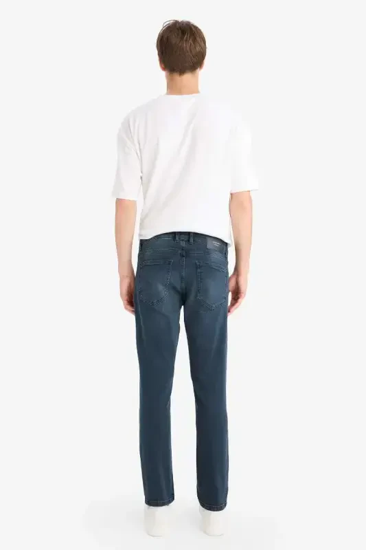 Pedro Slim Fit Narrow Cut Regular Waist Tapered Leg Jeans Blue Black - 6
