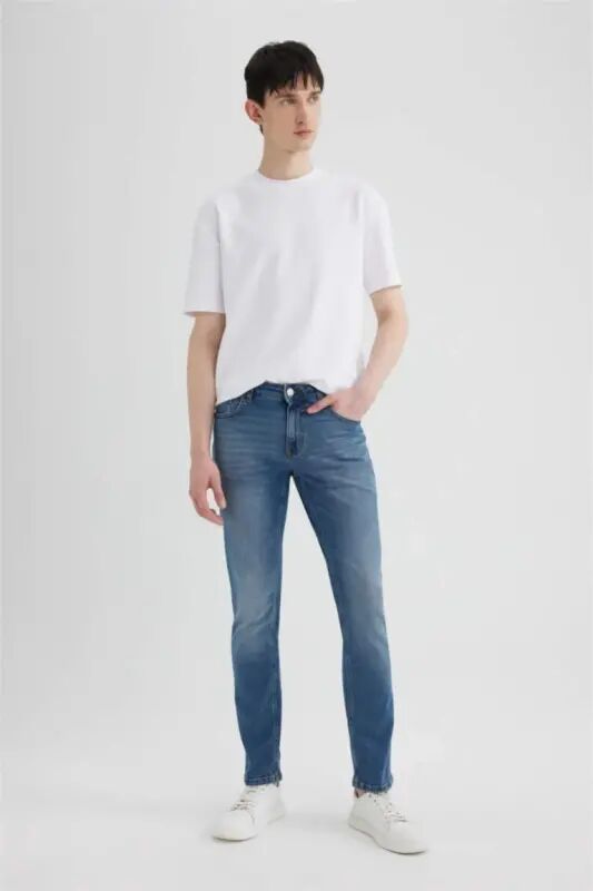 Pedro Slim Fit tor tipidagi oddiy bel balandligi tor paça jinsi shimlari Mint moviy - 9