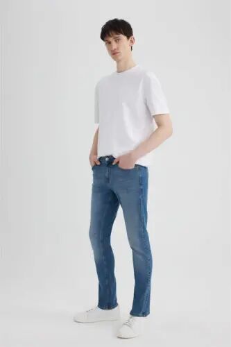 Pedro Slim Fit tor tipidagi oddiy bel balandligi tor paça jinsi shimlari Mint moviy - 10