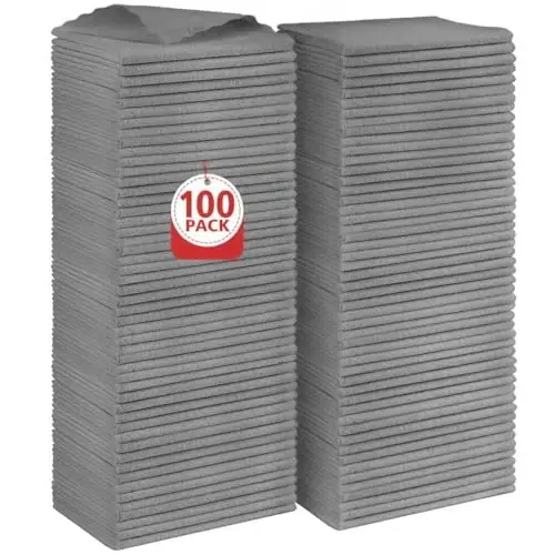 Orighty Grey Microfiber Cleaning Cloth, 100 Pack Highly Absorbent Cleaning Supplies, Lint Free Kitchen Towels Cleaning Rags, Microfiber Towels for Cars, House, Window, 12x12 inch - 1