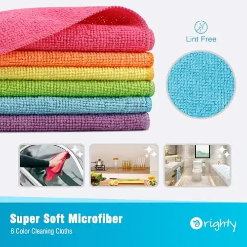 Orighty Microfiber Cleaning Cloth Pack of 60, Microfiber Towels for Cars, Highly Absorbent Car Cleaning Supplies, Lint Free Cloths Clean Rags for Car Care, House, Kitchen, 12x12 inch - 4
