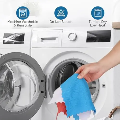 Orighty Microfiber Cleaning Cloths, 75 Sheets Shop Towels, Reusable Paper Towels Shop Rags, Washable Microfiber Towel Roll Cleaning Rags for Cars, House, Kitchen, 11.5’’ x 11.5’’, White - 6