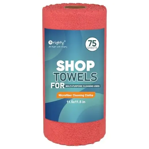 Orighty Microfiber Cleaning Cloths, 75 Sheets Shop Towels, Reusable Paper Towels Shop Rags, Washable Microfiber Towel Roll Cleaning Rags for Cars, House, Kitchen, 11.5’’ x 11.5’’, Red - 1