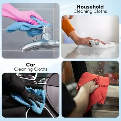 Orighty Microfiber Cleaning Cloths, 75 Sheets Shop Towels, Reusable Paper Towels Shop Rags, Washable Microfiber Towel Roll Cleaning Rags for Cars, House, Kitchen, 11.5’’ x 11.5’’, Red - 7