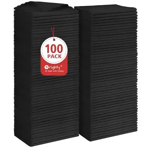 Orighty Black Microfiber Cleaning Cloth, 100 Pack Highly Absorbent Cleaning Supplies, Lint Free Kitchen Towels Cleaning Rags, Microfiber Towels for Cars, House, Window, 12x12 inch 