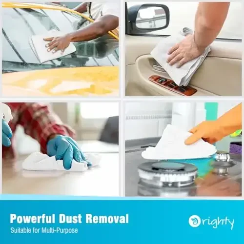 Orighty Microfiber Cleaning Cloth, 12 Pack Microfiber Towels for Cars, Highly Absorbent Car Cleaning Supplies, Lint Free Cloths Clean Rags for Car Care, House, Kitchen, 12x12 inch, White - 6