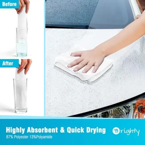 Orighty Microfiber Cleaning Cloth, 12 Pack Microfiber Towels for Cars, Highly Absorbent Car Cleaning Supplies, Lint Free Cloths Clean Rags for Car Care, House, Kitchen, 12x11 inch, White - 3
