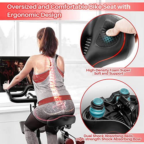Peloton Bike & Bike+ uchun katta hajmli velosiped o'rindig'i, Peloton, yo'l yoki mashq velosipedlari bilan mos keladigan qulay o'rindiq yostig'i, Erkaklar va ayollar uchun velosiped keng egarni almashtirish, Peloton uchun aksessuarlar - 3