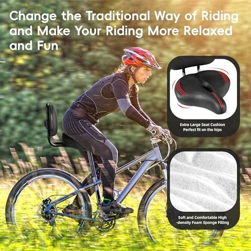 Peloton Bike & Bike+ uchun kattaroq velosiped o'rindig'i, Peloton, yo'l yoki mashq velosipedlari bilan mos keladigan konforli o'rindiq yostiqchasi, erkaklar va ayollar uchun keng velosiped egarini almashtirish, Peloton aksessuarlari - 4