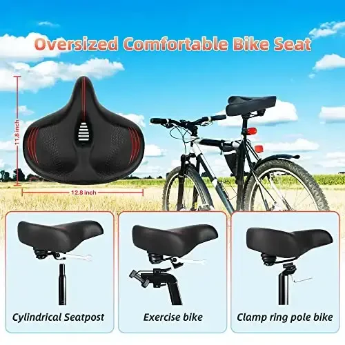 Oversized Bike Seat for Peloton Bike & Bike+, Comfort Seat Cushion Compatible with Peloton, Road or Exercise Bikes, Bicycle Wide Saddle Replacement for Men & Women, Accessories for Peloton - 4