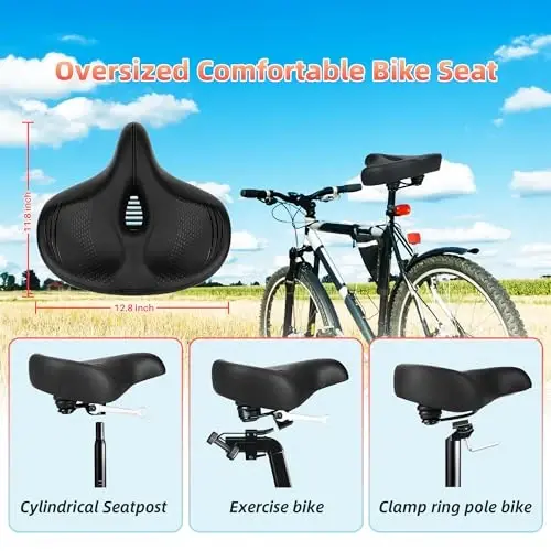 Oversized Bike Seat for Peloton Bike & Bike+, Comfort Seat Cushion Compatible with Peloton, Road or Exercise Bikes, Bicycle Wide Saddle Replacement for Men & Women, Accessories for Peloton - 4