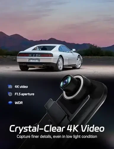 Pelsee P10 Plus 4K ADAS va BSD funksiyalariga ega orqa ko'rinish oynasi kamerasi, 5.8GHz WiFi oynali Dash Cam old va orqa, Mashina uchun zaxira kamerasi, GPS, 64GB karta ichida, WDR tungi ko'rish, ovozli boshqaruv, 10