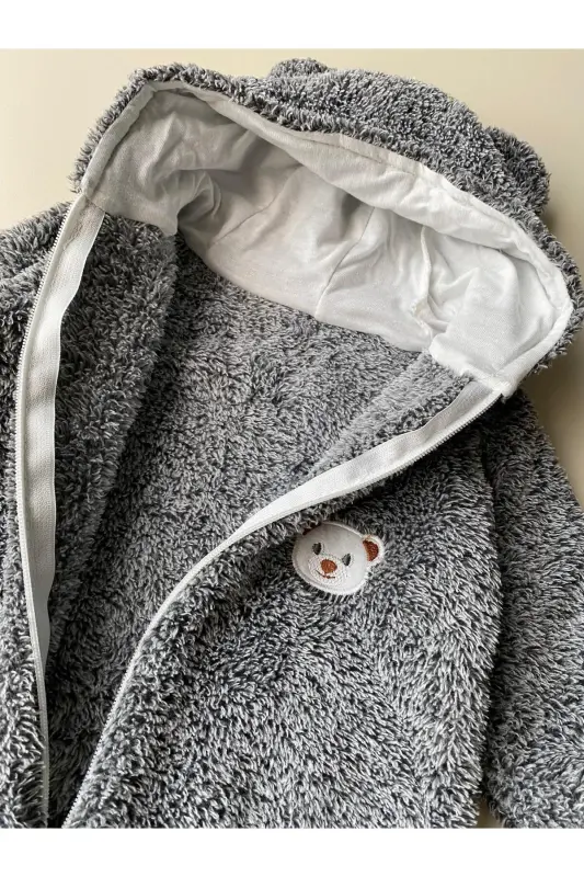 Peluş Ayıcık Bebek Uyku Tulumu Unisex Wellsoft - gri - 6
