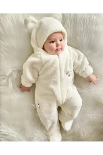 Peluş Ayıcık Bebek Uyku Tulumu Unisex Wellsoft-EKRU - 1