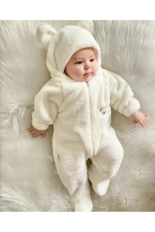 Peluş Ayıcık Bebek Uyku Tulumu Unisex Wellsoft-EKRU - MEASHOP