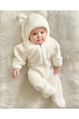 Peluş Ayıcık Bebek Uyku Tulumu Unisex Wellsoft-EKRU - MEASHOP (1)