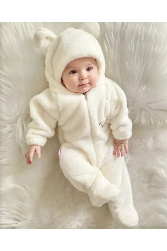 Peluş Ayıcık Bebek Uyku Tulumu Unisex Wellsoft-EKRU - 2