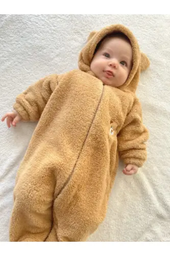 Peluş Ayıcık Bebek Uyku Tulumu Unisex Wellsoft-kahverengi - 3