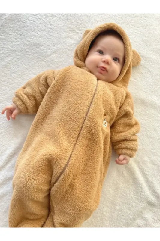 Peluş Ayıcık Bebek Uyku Tulumu Unisex Wellsoft-kahverengi - 3