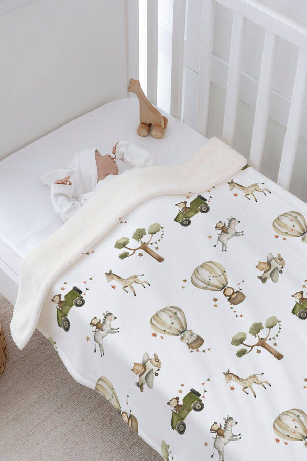Peluş Çift Yüz Battaniye - Taşıtta Safari Hayvanla - 6