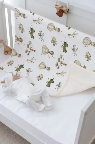 Peluş Çift Yüz Battaniye - Taşıtta Safari Hayvanla - 4