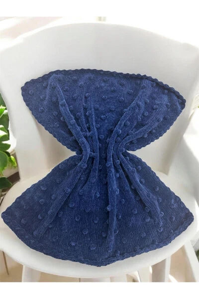 Peluş kadife ipdan chaqaloq adyol qo'lda to'qilgan kurtak naqshli to'q ko'k - 36