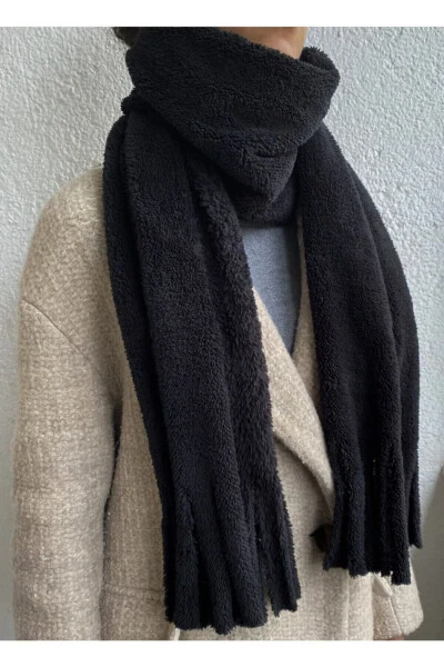 Peluş Kaşkol Atkı-SİYAH - GODE (1)