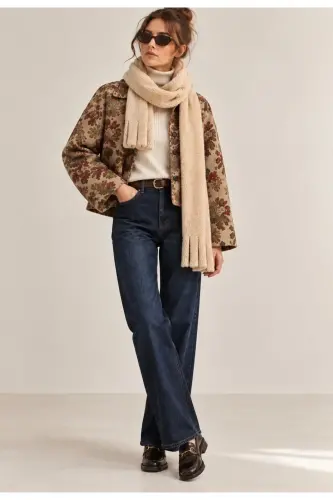 Peluş Kaşkol Atkı - BEJ - 1