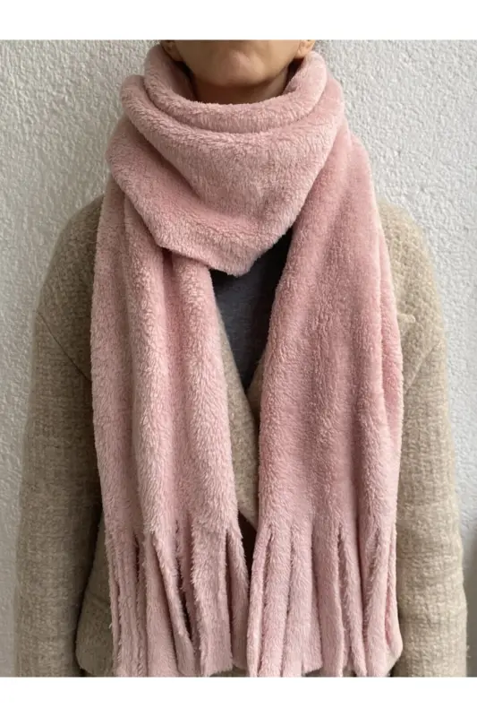 Peluş Kaşkol Atkı - GÜLKURUSU PUDRA - 1