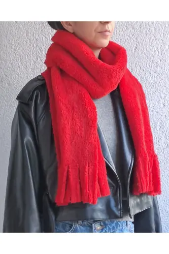 Peluş Kaşkol Atkı - Kırmızı - GODE (1)