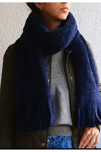 Peluş Kaşkol Atkı-Lacivert - 1