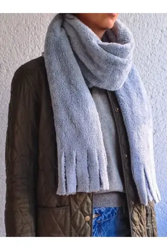 Peluş Kaşkol Atqı - Kulrang - GODE (1)