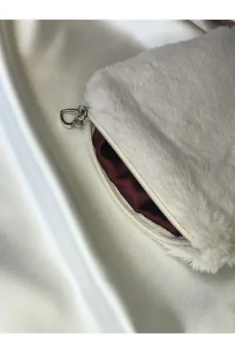 Peluş Makyaj Çantası Küçük Çanta Boy-Taş - 5